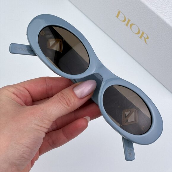 Dior CD DIAMOND EDITION R11 30F0 BRAND NEW Sunglasses Blue Brown Unisex Cat Eye - Picture 2 of 11